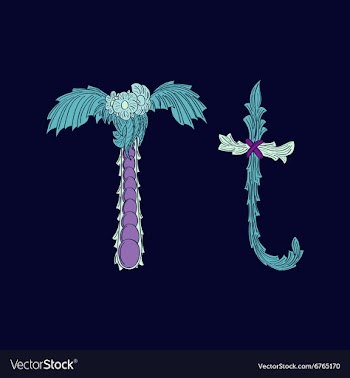 Abstract letter T logo icon in Blue tropical vector image