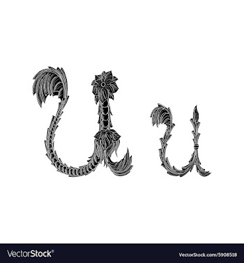 Abstract letter U logo icon black and white design vector image