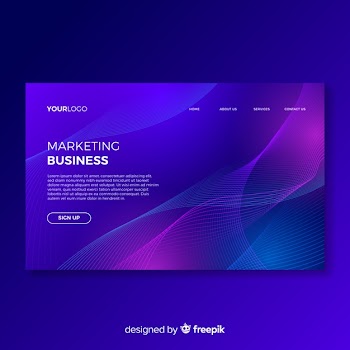 Abstract lineal shapes landing page template Free Vector