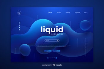 Abstract liquid effect landing page template Free Vector