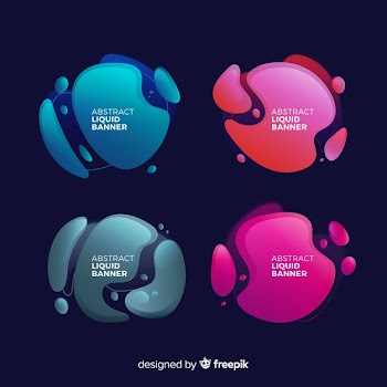 Abstract liquid shape banner set