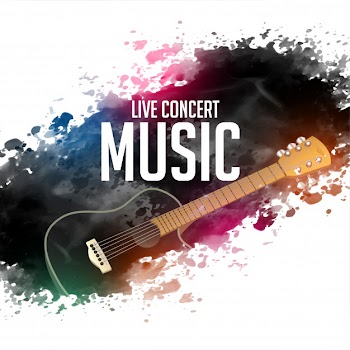 Abstract live concert music background with guitar Free Vector