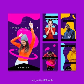 Abstract magenta instagram stories template Free Vector