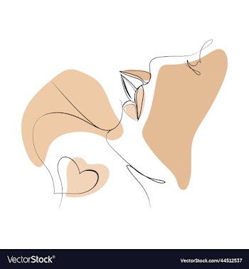 abstract man and woman kissing