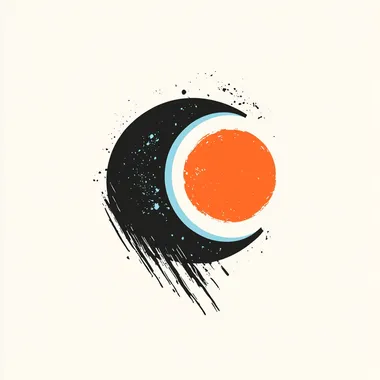 Abstract Minimalist Yin and Yang Logo in Light Blue and Orange Abstract Minimalist Yin and Yang Logo in Light Blue and Orange