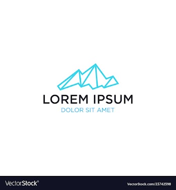 Abstract mountain logo line art outline geometric vector image