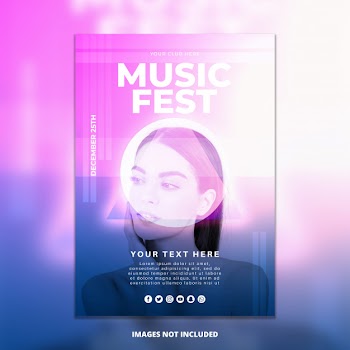 Abstract music festival poster mockup Free Psd