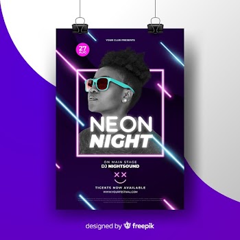 Abstract music festival poster with photo Free Vector