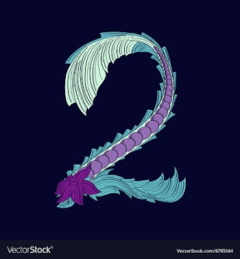 Abstract number 2 logo icon in Blue tropical style vector image