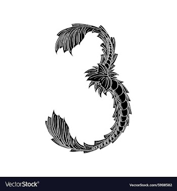Abstract number 3 logo icon black and white design vector image