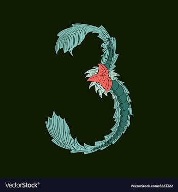 Abstract number 3 logo icon in Blue tropical vector image