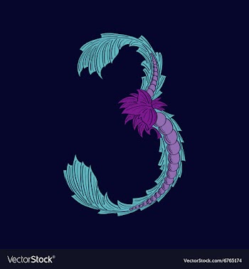 Abstract number 3 logo icon in Blue tropical vector image