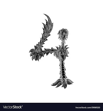 Abstract number 4 logo icon black and white design vector image