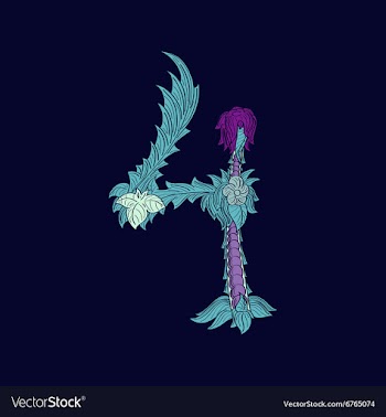 Abstract number 4 logo icon in Blue tropical vector image