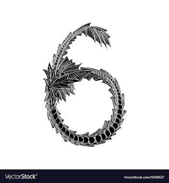 Abstract number 6 logo icon black and white design vector image