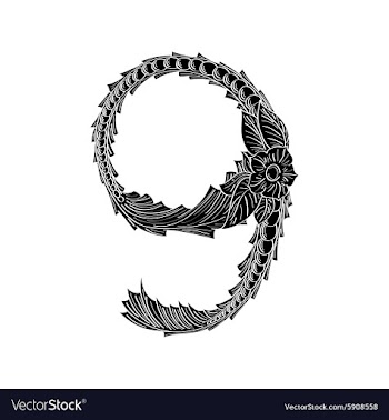 Abstract number 9 logo icon black and white design vector image