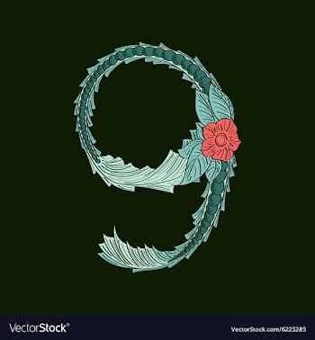 Abstract number 9 logo icon in Blue tropical vector image