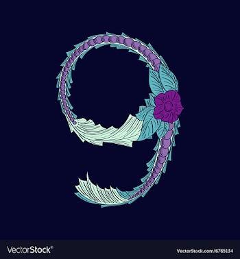 Abstract number 9 logo icon in Blue tropical vector image