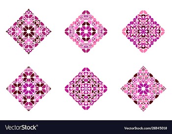 Abstract ornate floral diagonal square logo vector image
