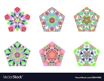 Abstract ornate isolated triangle mosaic pentagon vector image
