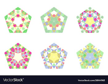 Abstract ornate tiled mosaic pentagon polygon set vector image