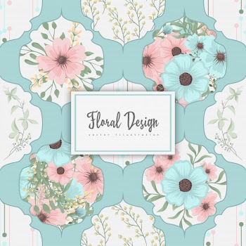 Abstract patchwork with flowers Free Vector