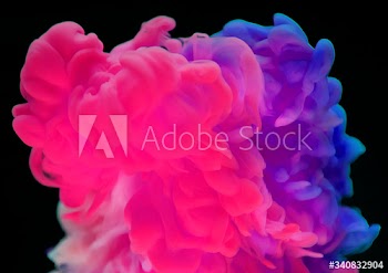Abstract pink and purple color drop to the water