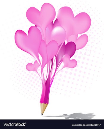 Abstract pink pencil heart balloon icon vector image