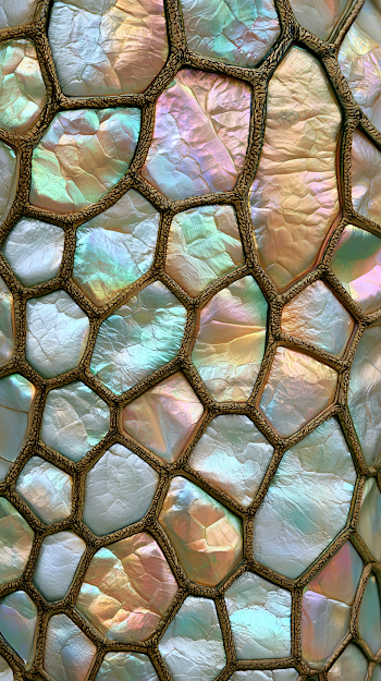 Abstract Polygonal Mosaic Background with Metallic Leaf Texture