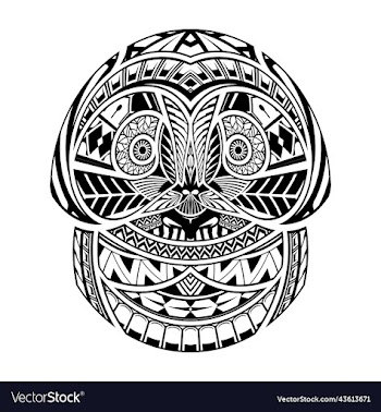 abstract polynesian tattoo skulls design