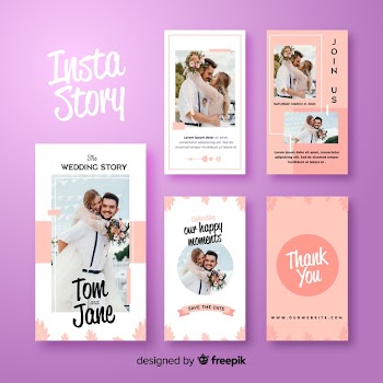 Abstract purple instagram stories template Free Vector