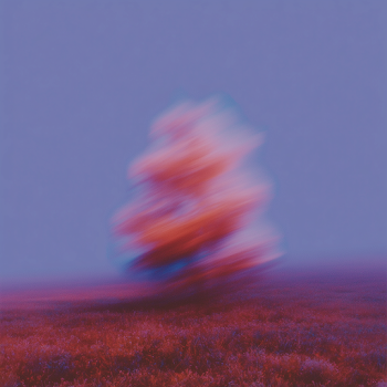 Abstract Purple Landscape with Blurry Tree