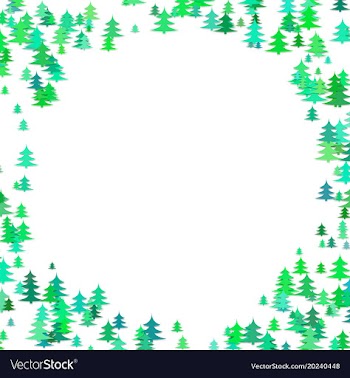 Abstract random pine tree pattern round border vector image