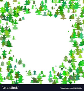 Abstract random pine tree pattern round border vector image