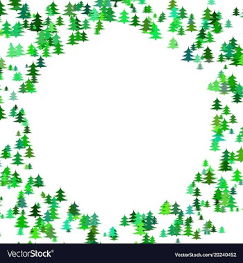 Abstract random pine tree pattern round border vector image