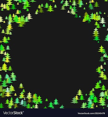 Abstract random pine tree pattern round border vector image