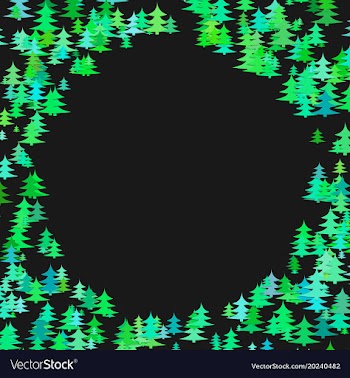 Abstract random pine tree pattern round border vector image