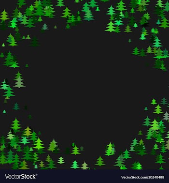 Abstract random pine tree pattern round border vector image