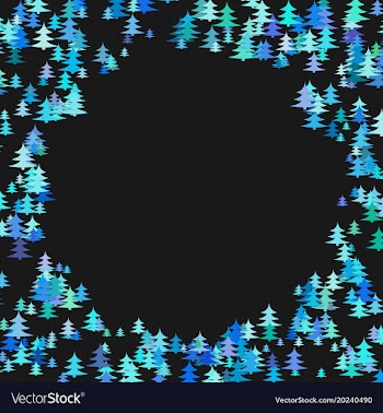 Abstract random pine tree pattern round border vector image
