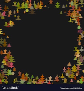 Abstract random pine tree pattern round border vector image