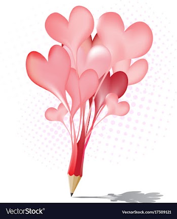 Abstract red pencil heart balloon icon vector image