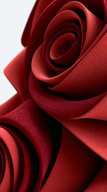 Abstract Red Rose Textile Art