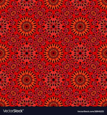 Abstract red seamless kaleidoscope pattern vector image