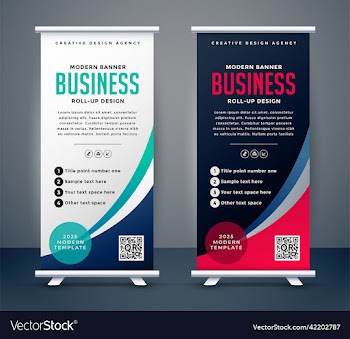 abstract roll up display standee banner in dark