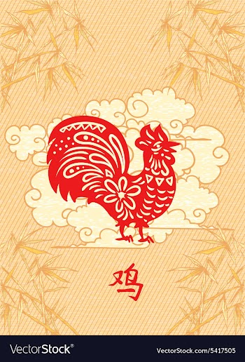 Abstract rooster with floral vector image