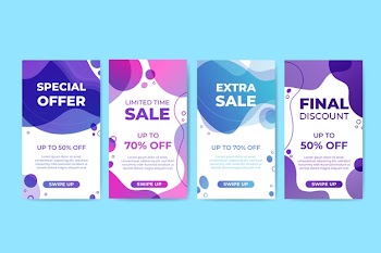 Abstract sale instagram story collection Free Vector