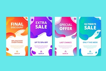 Abstract sale instagram story set Free Vector