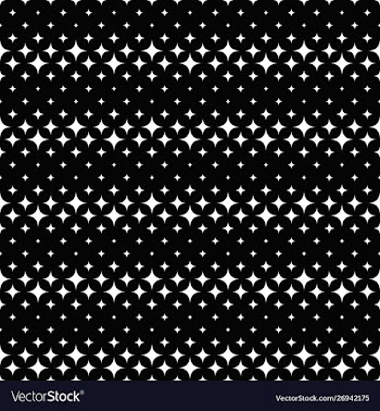 Abstract seamless black and white curved star vector image