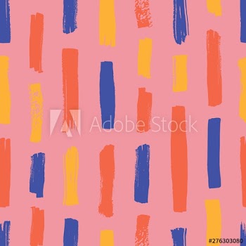 Abstract seamless pattern with colorful vertical stripes on pink background