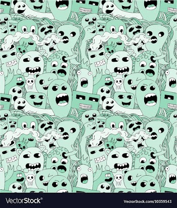 Abstract seamless pattern with doodle monsters vector image